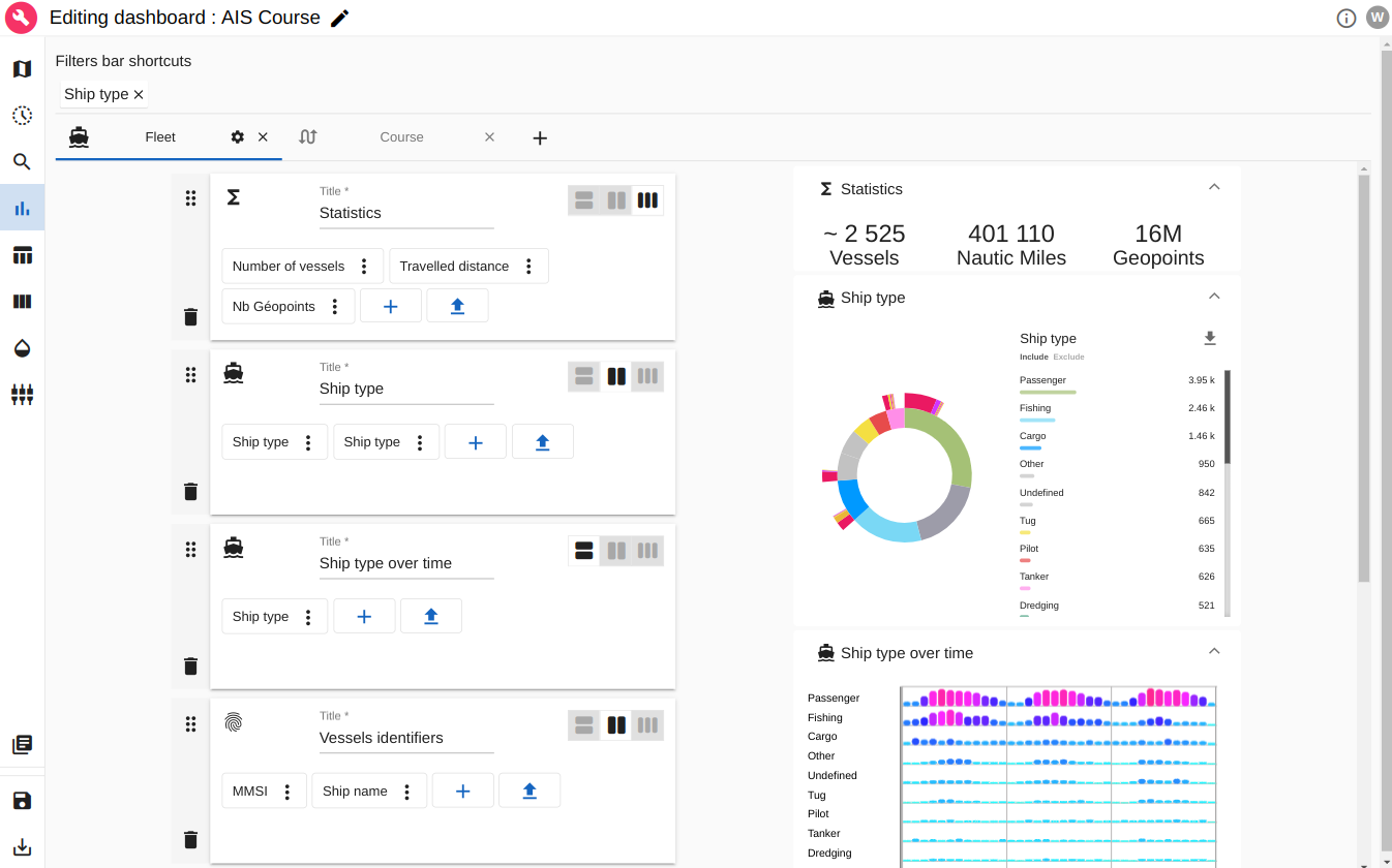 Example: ARLAS Builder to configure widgets