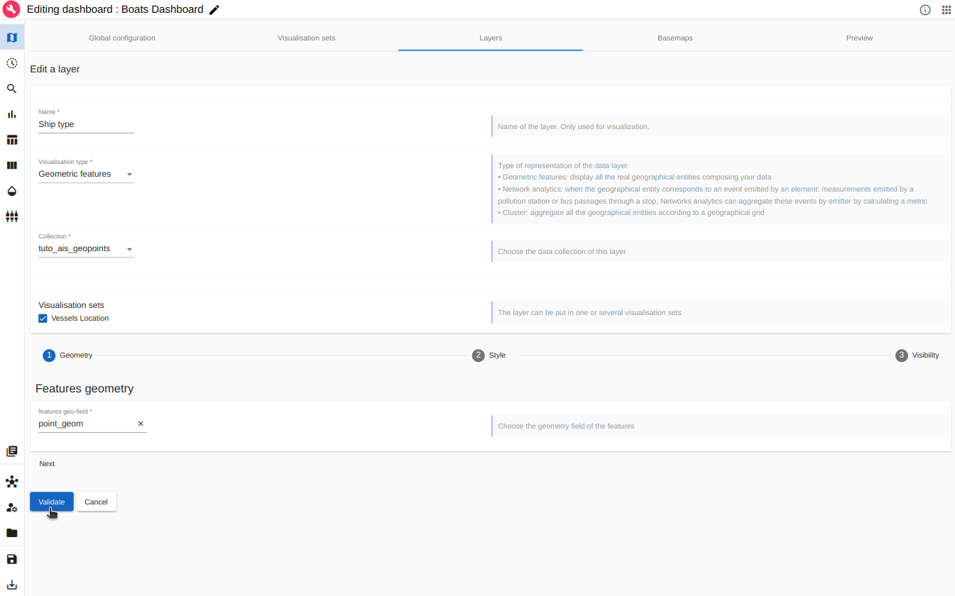 Adding a Geometric features layer named 'Ship type'